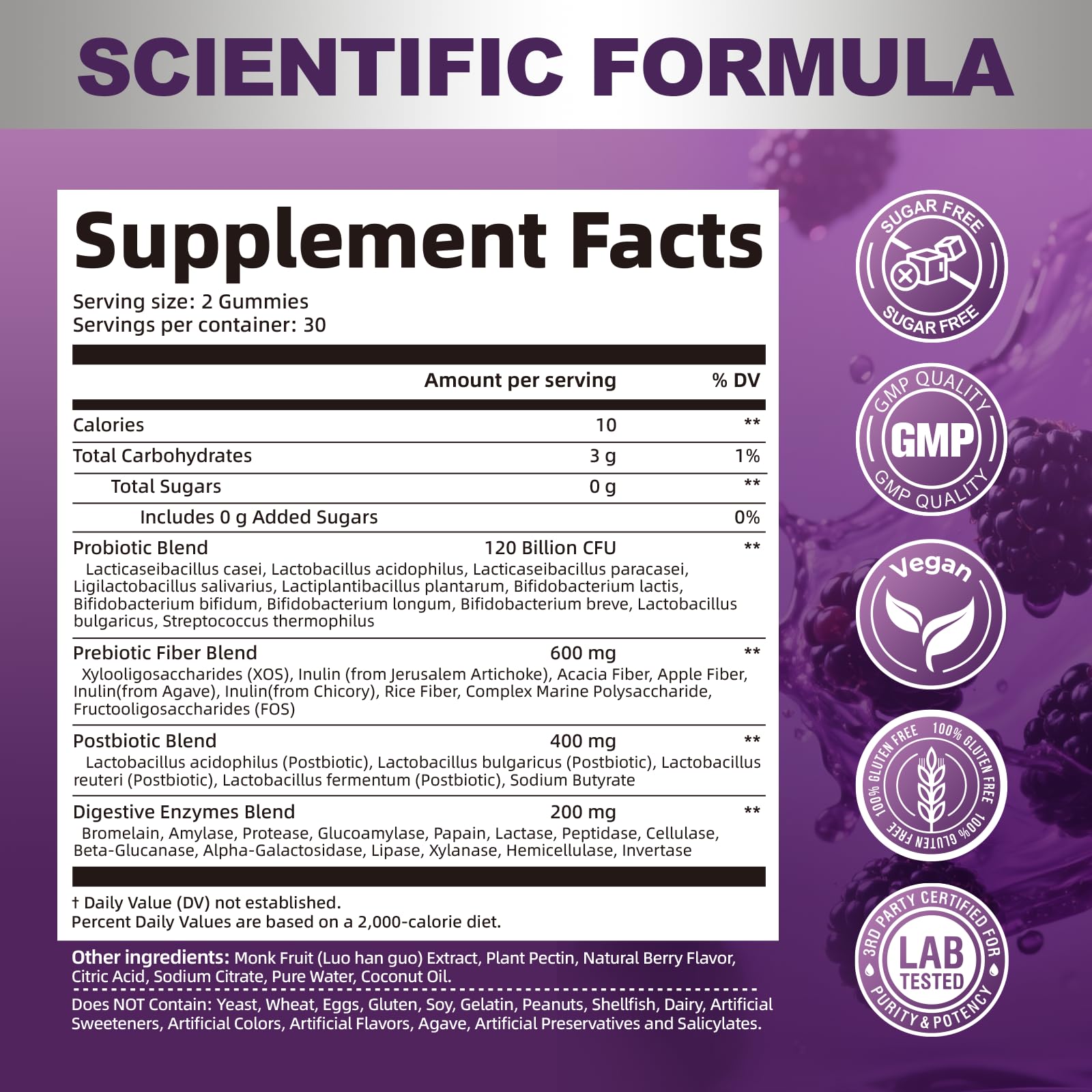 Migcopat Pre Post Probiotics Gummies, Probiotic Prebiotic Postbiotic Digestive Enzymes with Fiber, 120 Billion CFU Probiotics Complete Gut Support, Sugar Free - Maple Wellness Supplements