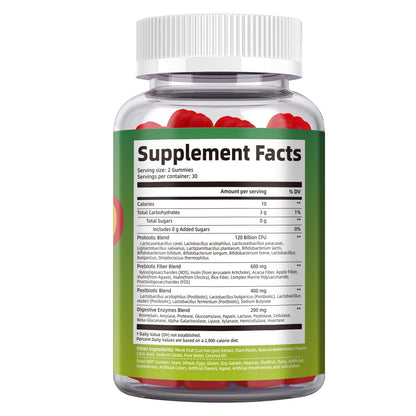 Migcopat Pre Post Probiotics Gummies, Probiotic Prebiotic Postbiotic Digestive Enzymes with Fiber, 120 Billion CFU Probiotics - Digestive Health - Maple Wellness Supplements