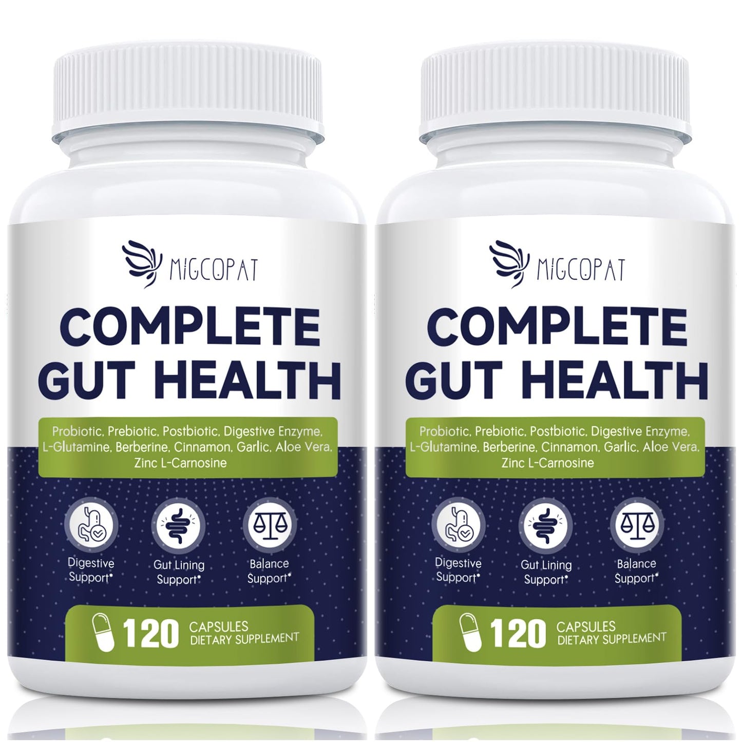 Migcopat Probiotics for Digestive Health, 80 Billion CFU Probiotics, Prebiotics, Postbiotics & Digestive Enzymes, Gut Health Capsules with Berberine, Cinnamon, - Maple Wellness Supplements