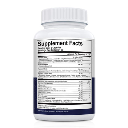 Migcopat Probiotics for Digestive Health, 80 Billion CFU Probiotics, Prebiotics, Postbiotics & Digestive Enzymes, Gut Health Capsules with Berberine, Cinnamon, - Maple Wellness Supplements