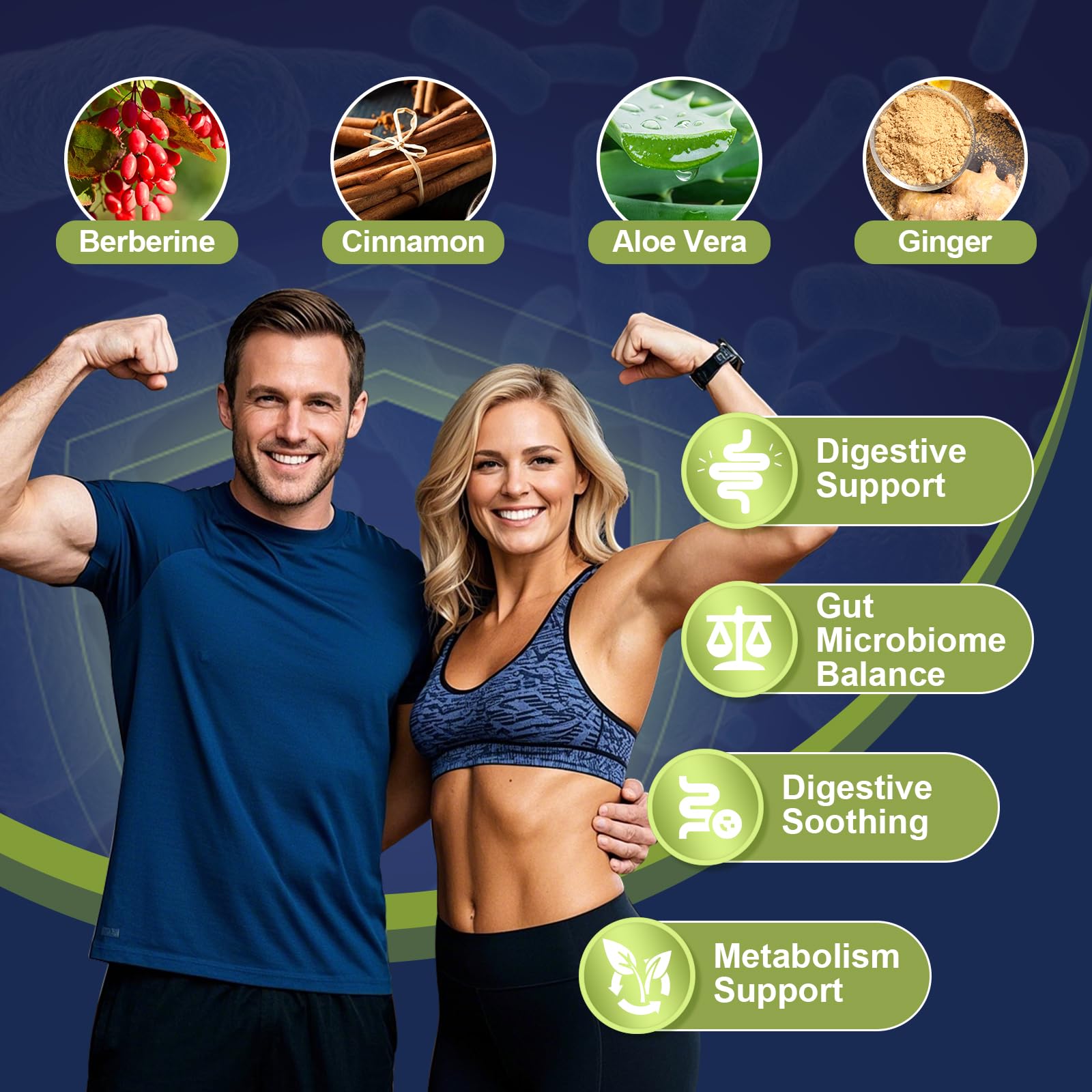 Migcopat Probiotics for Digestive Health, 80 Billion CFU Probiotics, Prebiotics, Postbiotics & Digestive Enzymes, Gut Health Capsules with Berberine, Cinnamon, - Maple Wellness Supplements