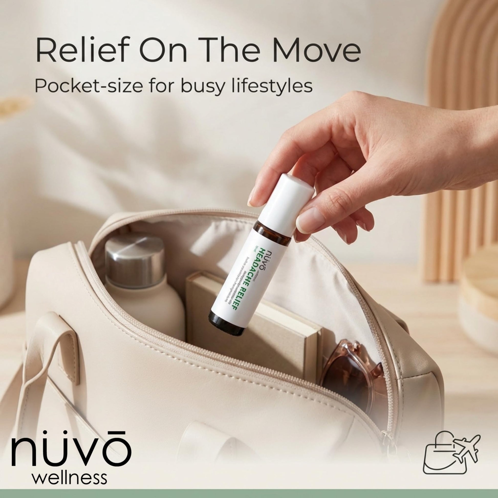 Migraine Relief Roll-On, Made with Peppermint, Lavender, Eucalyptus, & Other Aromatherapy Essential Oils, for Headaches, and Sore Muscles - Maple Wellness Supplements