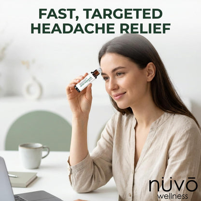 Migraine Relief Roll-On, Made with Peppermint, Lavender, Eucalyptus, & Other Aromatherapy Essential Oils, for Headaches, and Sore Muscles - Maple Wellness Supplements