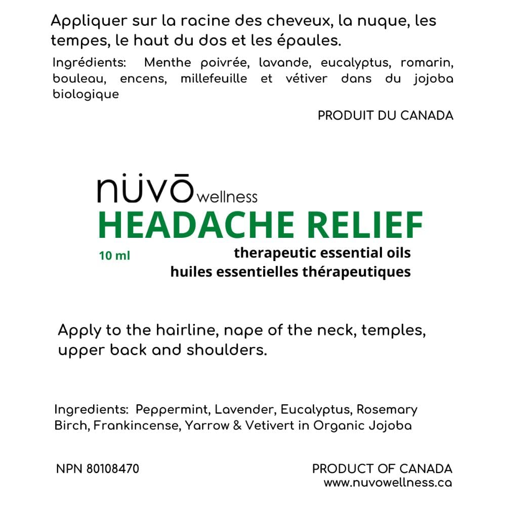 Migraine Relief Roll-On, Made with Peppermint, Lavender, Eucalyptus, & Other Aromatherapy Essential Oils, for Headaches, and Sore Muscles - Maple Wellness Supplements