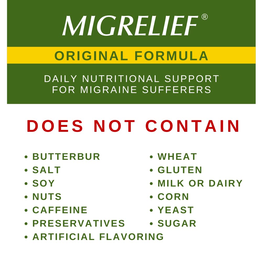 MigreLief Original Triple Therapy with Puracol - Nutritional Support for Migraine Sufferers - 60 Caplets/1 Month Supply - Maple Wellness Supplements