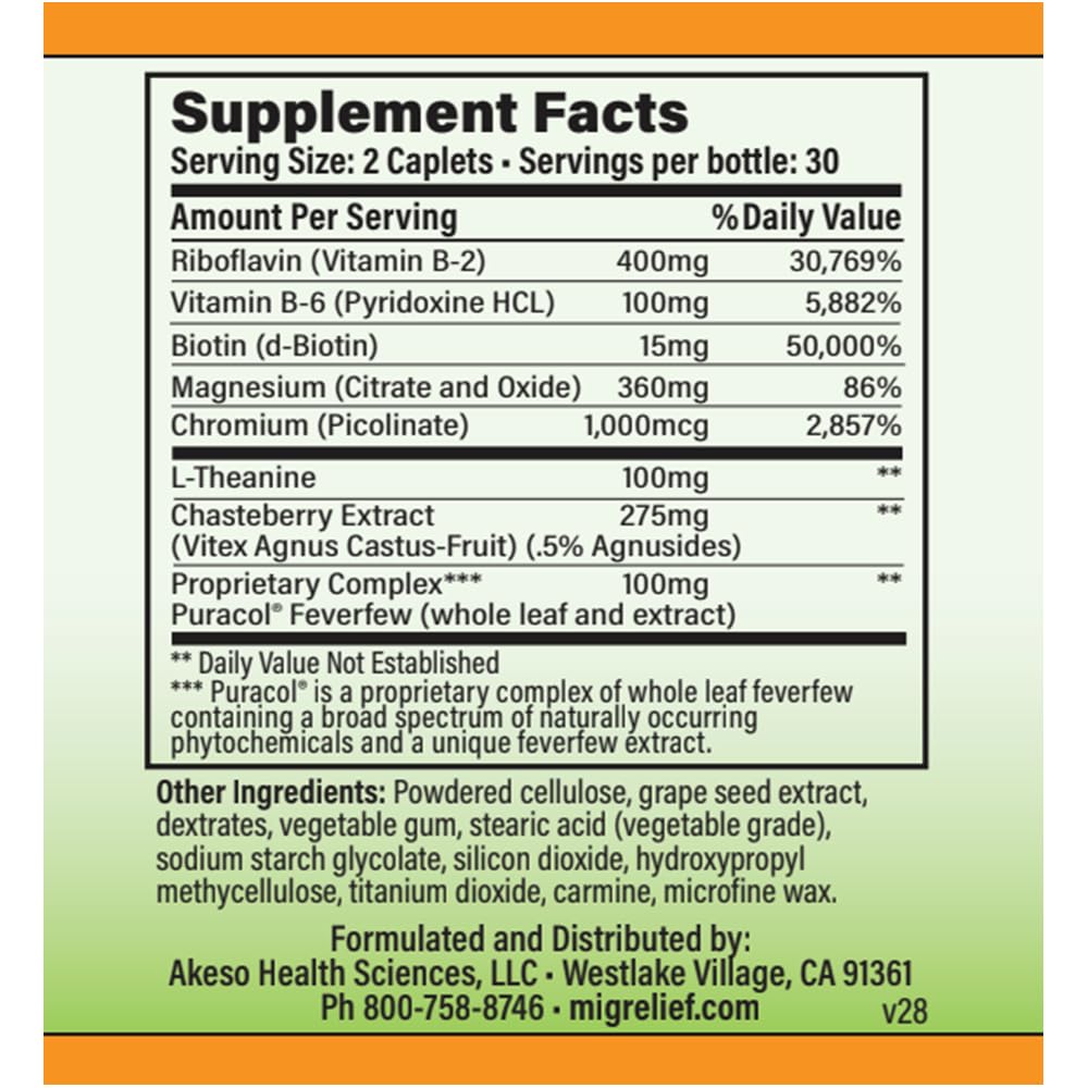 MigreLief+M – Advanced Nutritional Support Supplement for Women’s Neurological Health and Head Comfort – 60 Caplets (1-Month Supply) - Maple Wellness Supplements