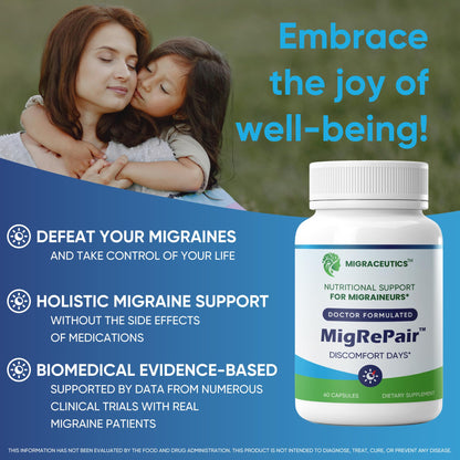 MigRePair | Doctor Formulated Natural Herbal Supplement for Migraine Relief Needs | Supports Relief During Migraine Discomfort (Ictal Phase) - Maple Wellness Supplements