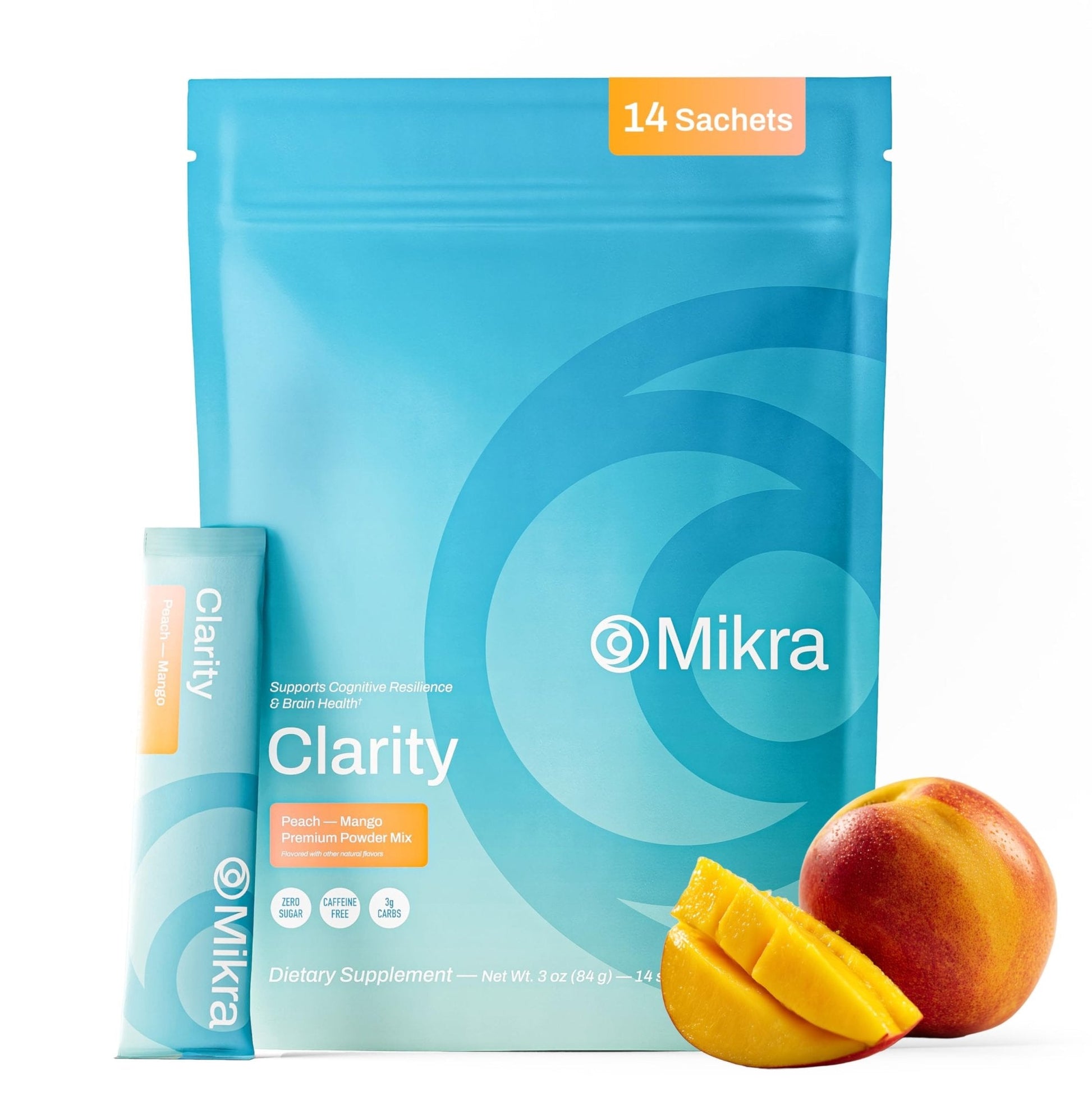 Mikra Clarity Nootropic Focus Drink Mix - Daily Cognitive & Calm Support Formula with Citicoline, Lion’s Mane & L-Theanine - Calm Drink Mix & Focus Aid for Energy and Clarity - 14 Single-Serve Sachets - Maple Wellness Supplements