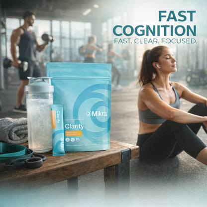 Mikra Clarity Nootropic Focus Drink Mix - Daily Cognitive & Calm Support Formula with Citicoline, Lion’s Mane & L-Theanine - Calm Drink Mix & Focus Aid for Energy and Clarity - 14 Single-Serve Sachets - Maple Wellness Supplements