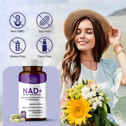 Mila Miamor NAD+ for Cellular Energy & Anti-Aging Supplement| Boost Focus, Vitality & Mitochondrial Function | Supports DNA Repair, Brain Health & Endurance | Non-GMO, Gluten-Free | 60 Capsules - Maple Wellness Supplements