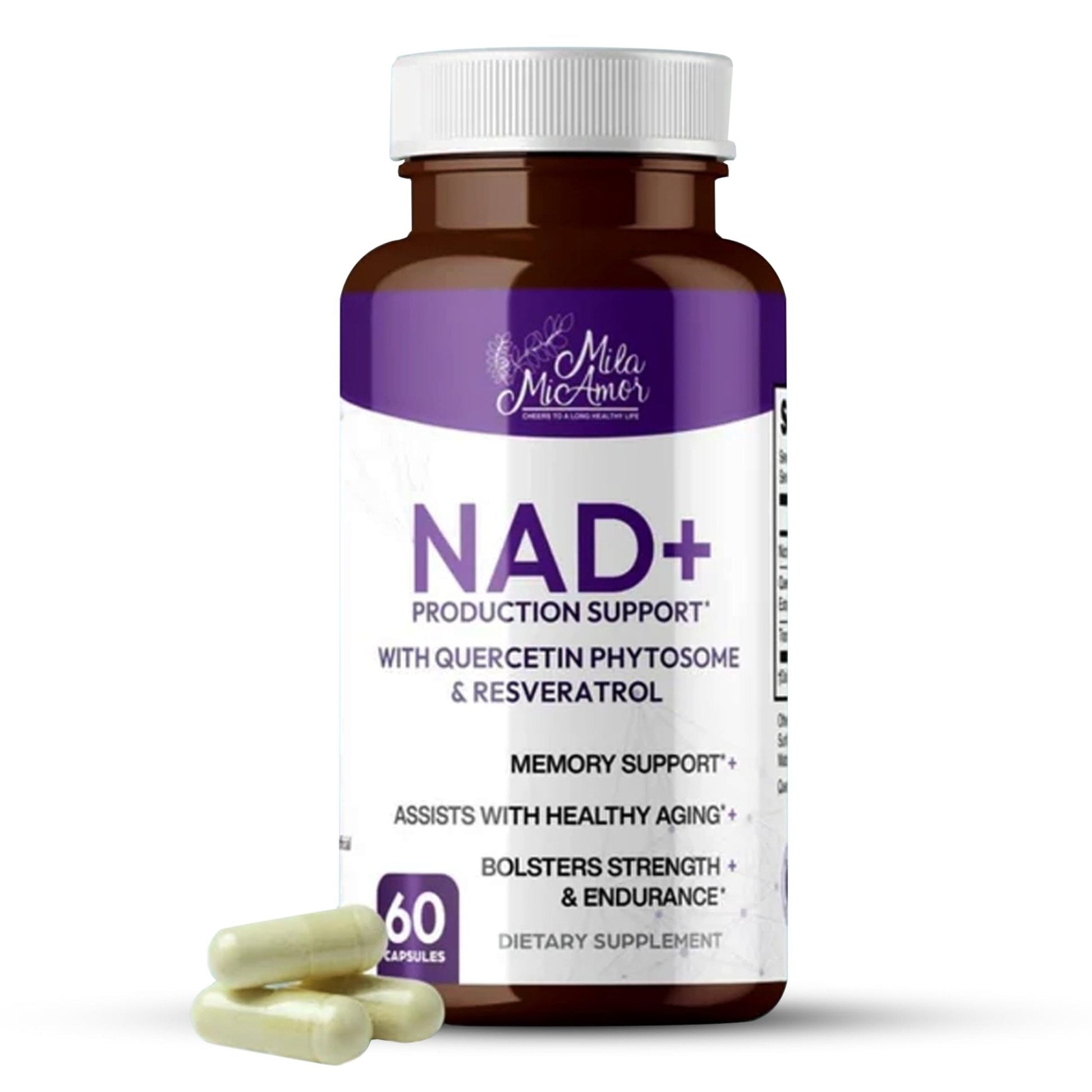 Mila Miamor NAD+ for Cellular Energy & Anti-Aging Supplement| Boost Focus, Vitality & Mitochondrial Function | Supports DNA Repair, Brain Health & Endurance | Non-GMO, Gluten-Free | 60 Capsules - Maple Wellness Supplements
