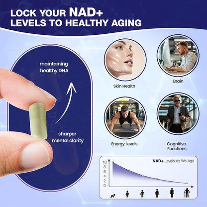 Mila Miamor NAD+ for Cellular Energy & Anti-Aging Supplement| Boost Focus, Vitality & Mitochondrial Function | Supports DNA Repair, Brain Health & Endurance | Non-GMO, Gluten-Free | 60 Capsules - Maple Wellness Supplements