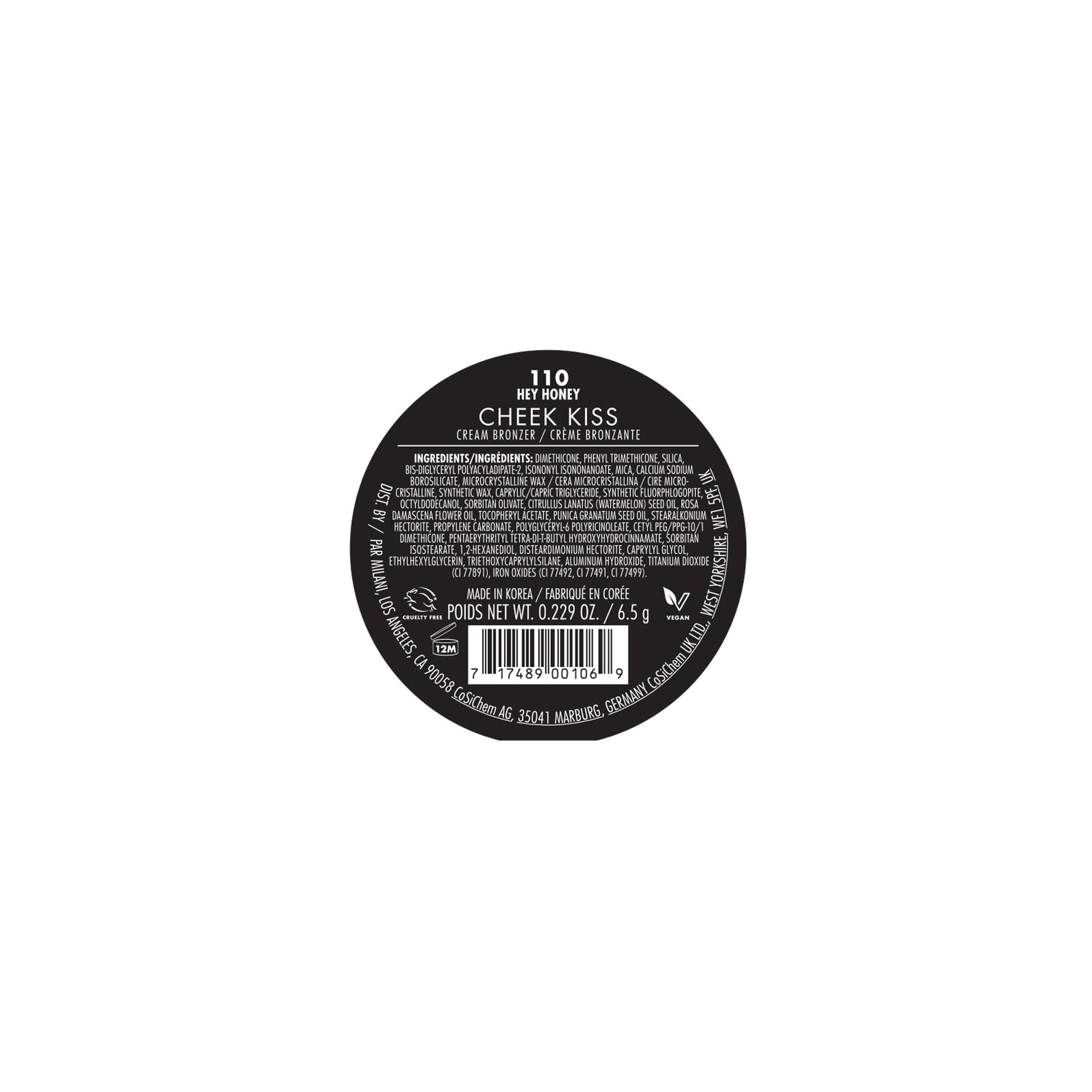 Milani Cheek Kiss Cream Bronzer, 110 - Hey Honey, Vegan & Cruelty-Free, Made in Korea, Lightweight Glow, Soft Matte Finish - Maple Wellness Supplements
