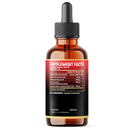 MILIVOL 5in1 NAD+ Liquid Drops w/Nicotinamide Riboside NR 900mg, Quercetin 500mg, Trans-resveratrol 500mg, Vitamin D3-C - Cellular Energy & Repair, Vitality, Healthy Aging - 1FL Oz - 1 Month Supply - Maple Wellness Supplements