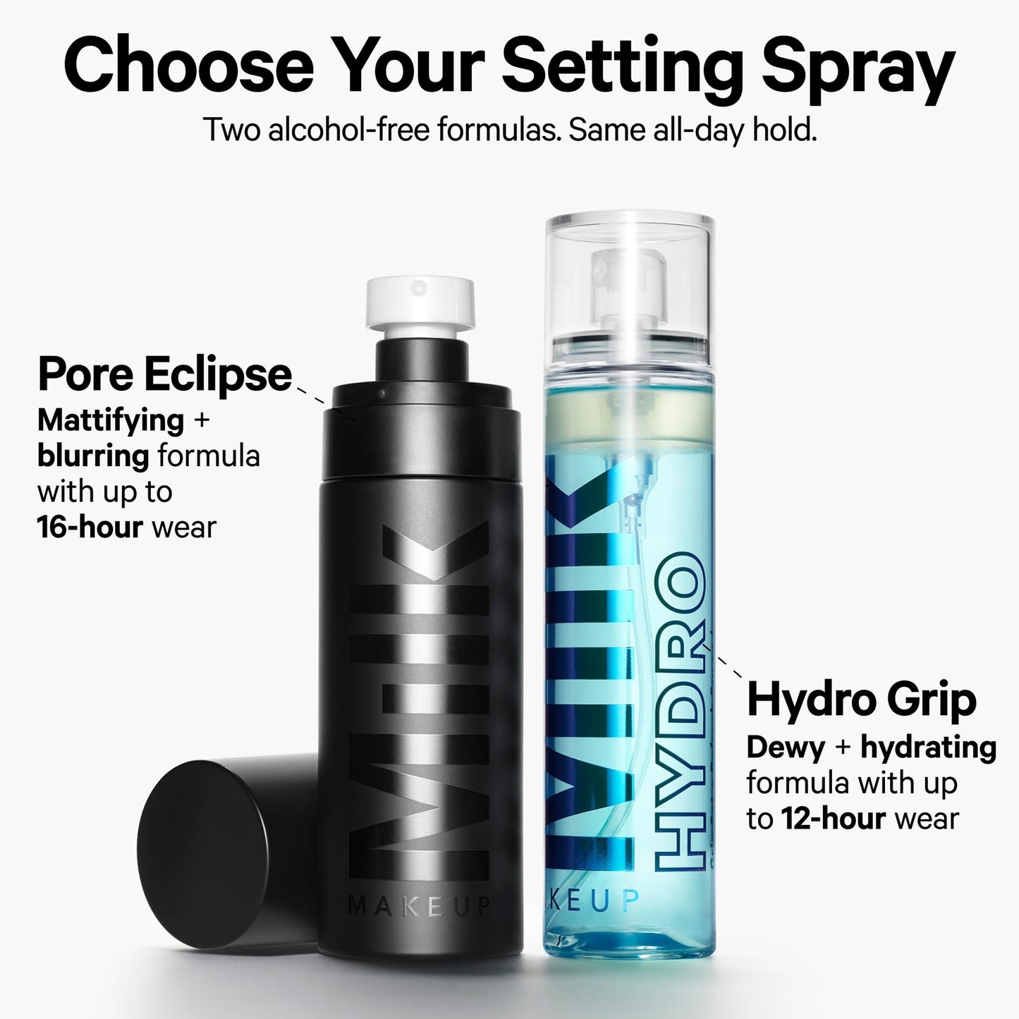 Milk Makeup Hydro Grip Set + Refresh Spray with Hyaluronic Acid – Sets Makeup + Hydrates Skin for Up to 12 Hours – Long-Lasting, Alcohol-Free Facial Mist for Dewy, Radiant Skin – 1.69 oz - Maple Wellness Supplements