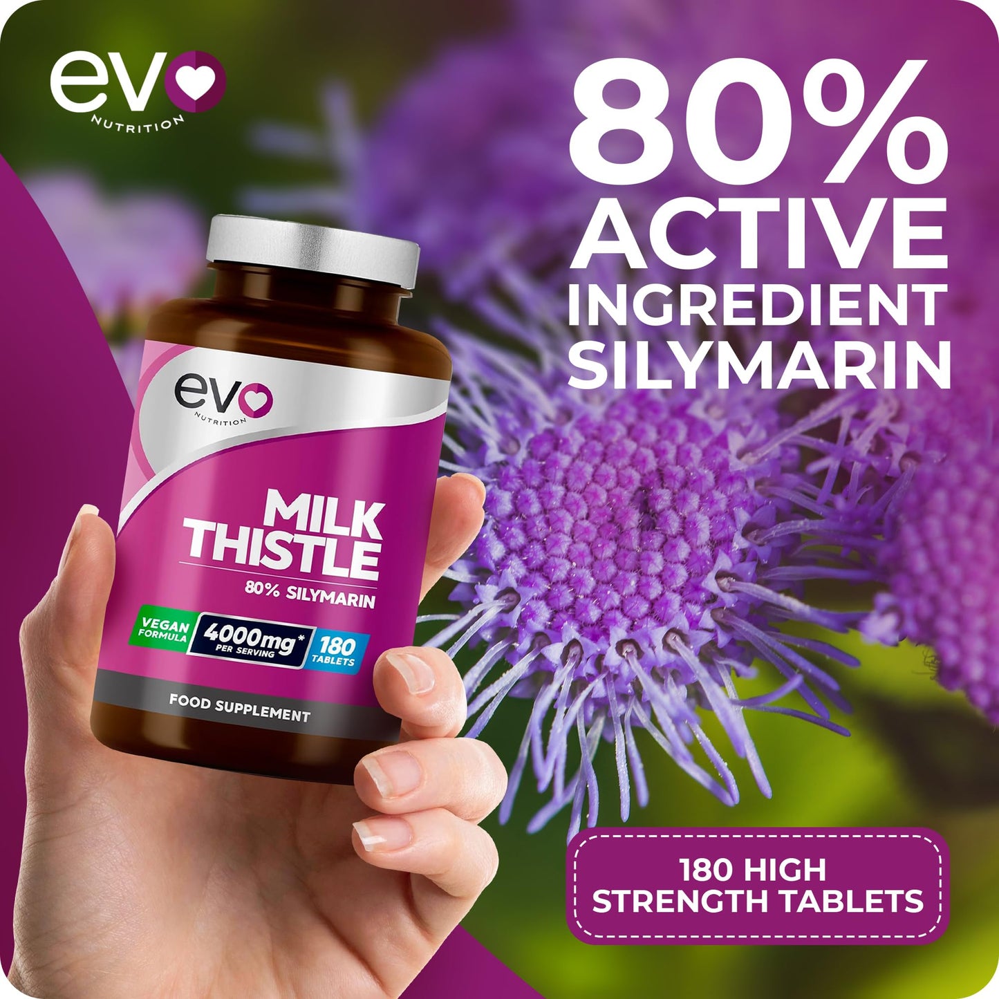 Milk Thistle Tablets 4000mg | 80% Silymarin | 180 Tablets | High Strength Vegan Supple - Maple Wellness Supplements