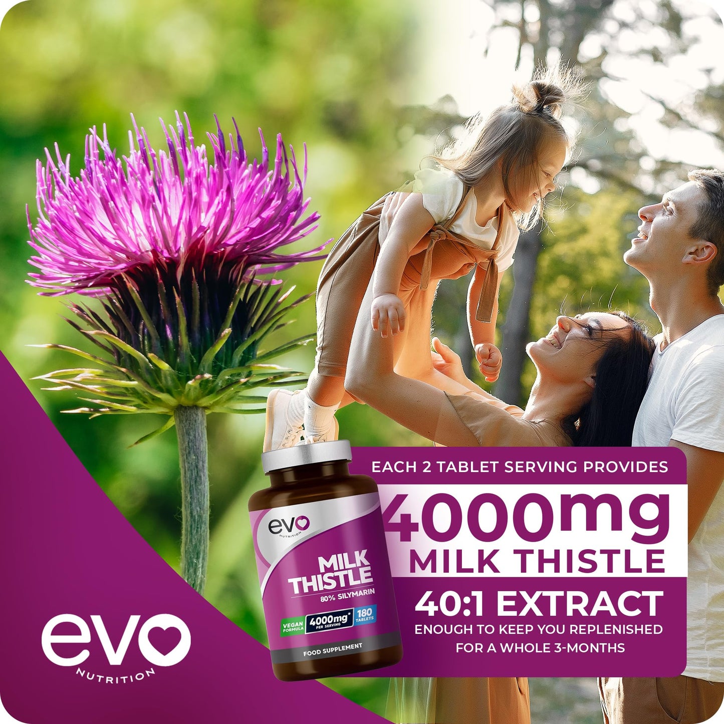 Milk Thistle Tablets 4000mg | 80% Silymarin | 180 Tablets | High Strength Vegan Supple - Maple Wellness Supplements