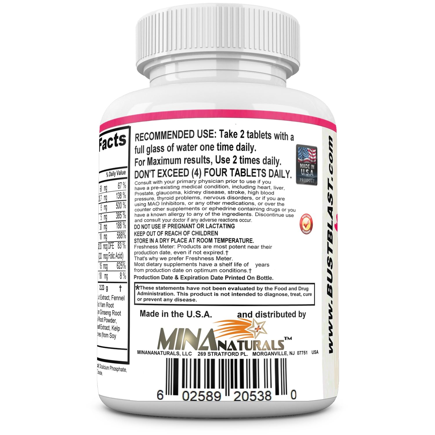 MINANATURALS Bust Blast Loaded Increase Breast Size Fast. Female Breast Enhancement - Bigger Boobs and Butt Pills. 60 Tablets - Maple Wellness Supplements