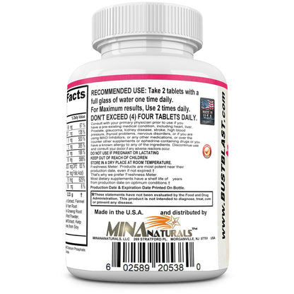 MINANATURALS Bust Blast Loaded Increase Breast Size Fast. Female Breast Enhancement - Bigger Boobs and Butt Pills. 60 Tablets - Maple Wellness Supplements