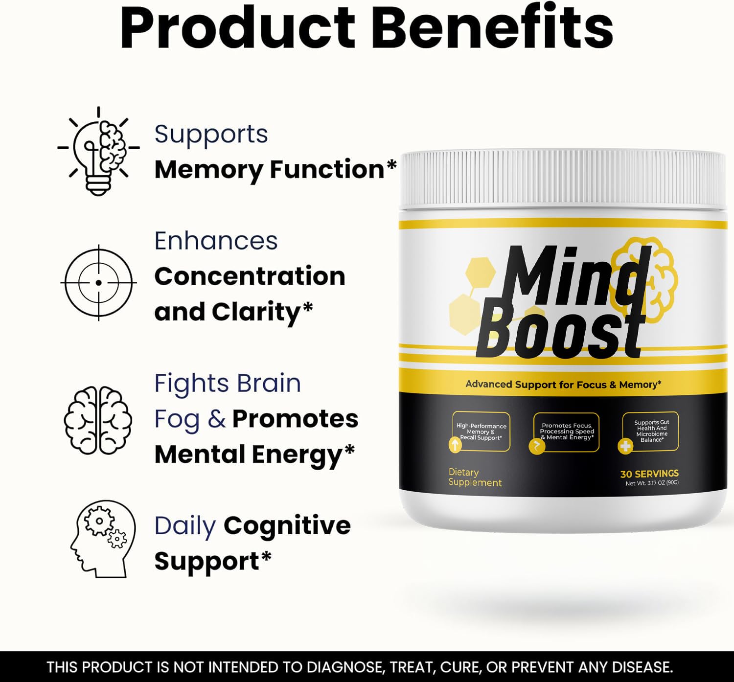 MindBoost Powder - Official Mind Boost Day Supplement, Advanced Nootropic, Premium Formula, Natural Vitamins for Wellness - 1 Bottle for 1 Month - Maple Wellness Supplements