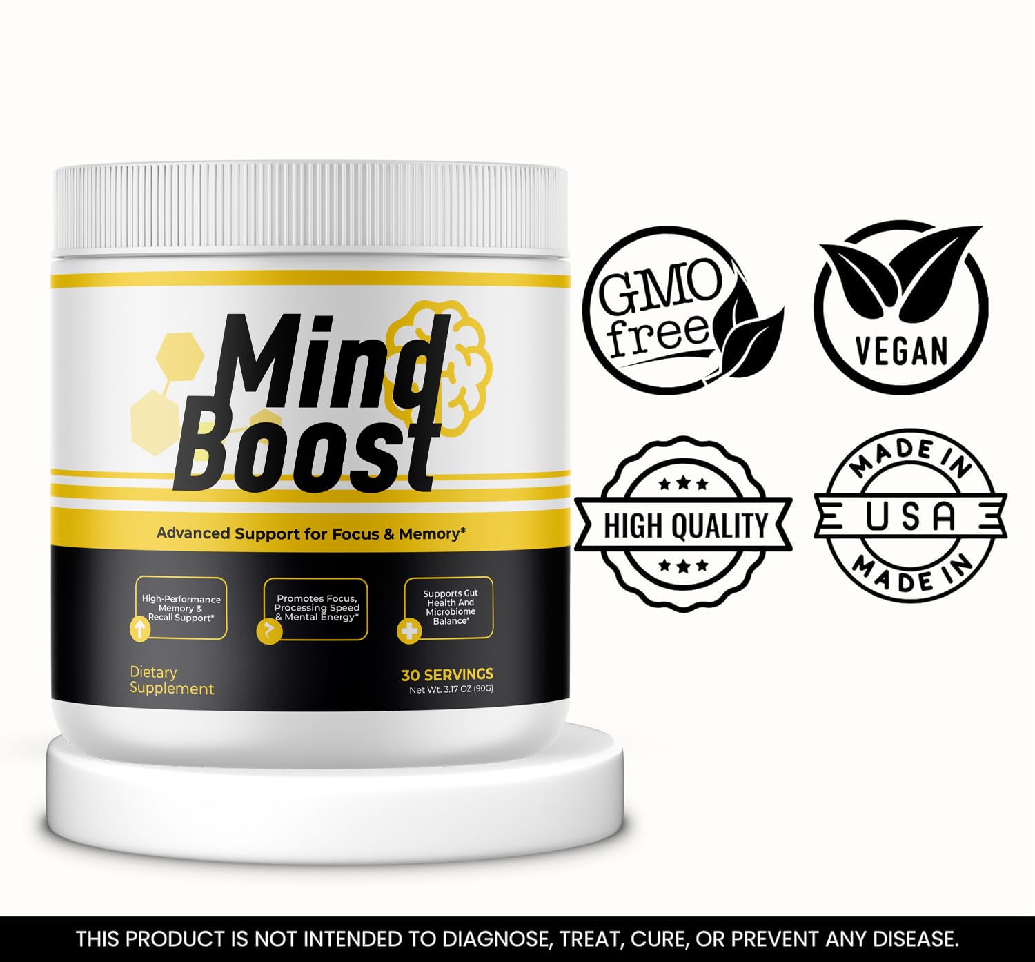 MindBoost Powder - Official Mind Boost Day Supplement, Advanced Nootropic, Premium Formula, Natural Vitamins for Wellness - 1 Bottle for 1 Month - Maple Wellness Supplements