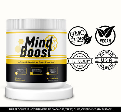 MindBoost Powder - Official Mind Boost Day Supplement, Advanced Nootropic, Premium Formula, Natural Vitamins for Wellness - 1 Bottle for 1 Month - Maple Wellness Supplements