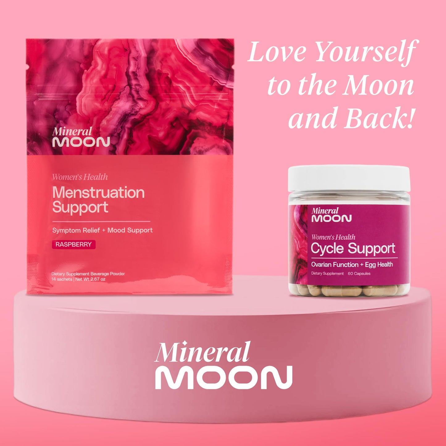 Mineral Moon Hormonal Support Bundle - Menstrual Supplement + Cycle Support - Aid Ovulation, Hormonal Balance & PMS Support - Reduce Period Cramps & Fatigue - Antioxidant Ovarian Support Vitamins - Maple Wellness Supplements