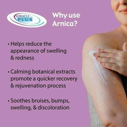 Miracle Plus Arnica Cream Extra Strength Bruise Relief Lotion For Bruising And Swelling On Skin | Arnica Gel, Vitamin K Cream, Skin Care | Moisturizing Bruise Formula With Horse Chestnut, 2-Pack - Maple Wellness Supplements