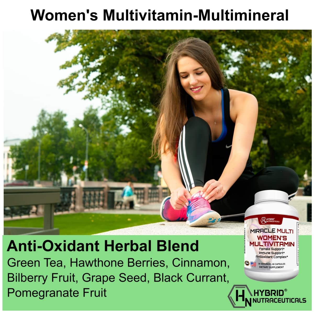 MiracleMulti Multivitamin for Women - Female Support Formula, Immune Support, Minerals, Biotin, Antioxidants & Superfoods Blend – 60 Capsules - Maple Wellness Supplements