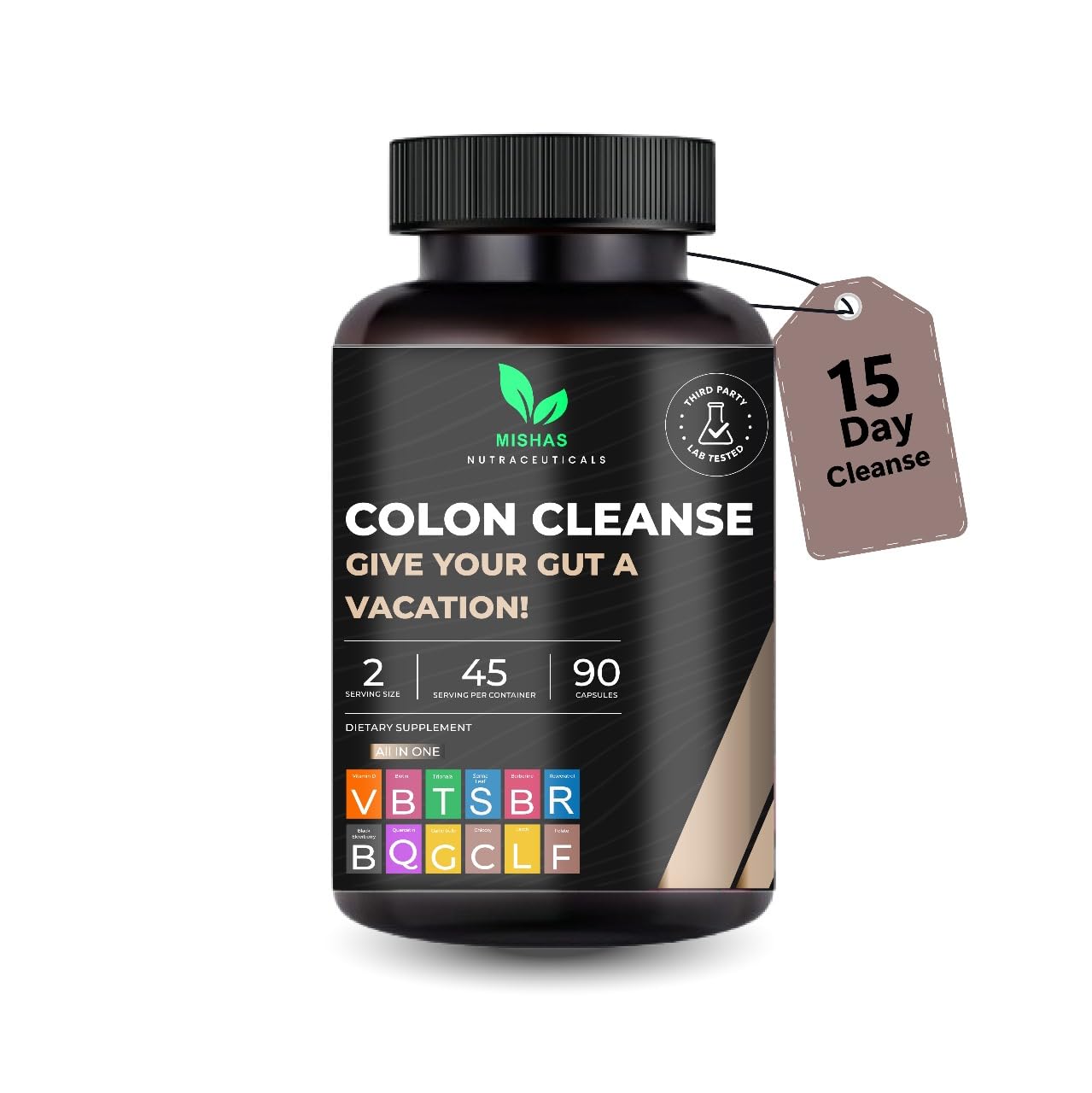 Mishas Nutraceutical Colon Cleanse - Relief from Gas and Bloating, Supports Gut Health with Magnesium, Berberine, Vitamin D, Quercetin & More - Maple Wellness Supplements