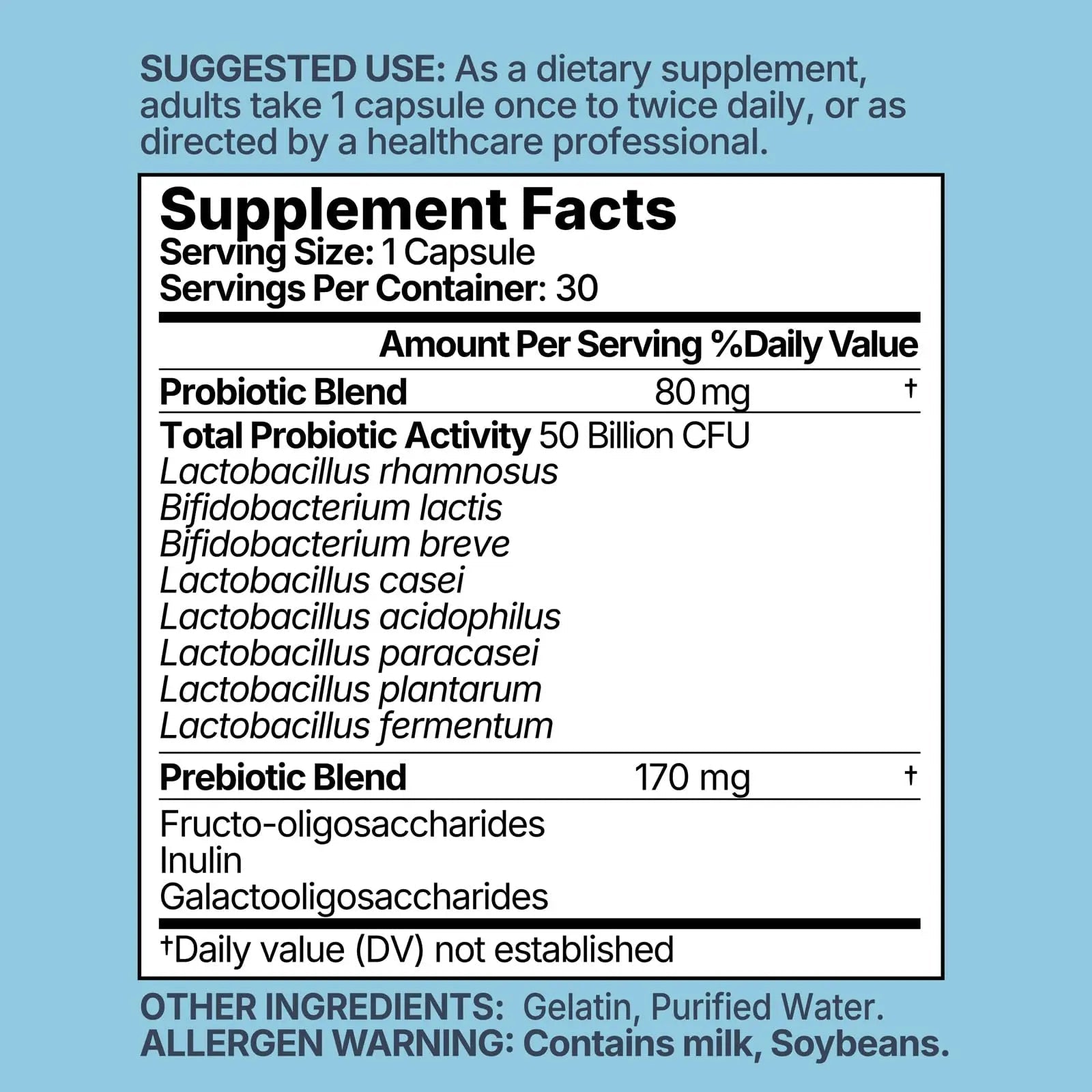 MISS PEP Probiotics 50 Billion CFU - 8 Unique Strains + 3 Prebiotics - Immune, Digestive & Gut Health - Supports Occasional Constipation, Diarrhea, Gas & Bloating - Probiotics for Women & Men - 30ct - Maple Wellness Supplements