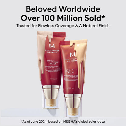 MISSHA M Perfect Cover BB Cream No.23 Natural Beige -Light/Medium with Cool/Neutral Undertone SPF 42 PA +++ 1.69 Fl Oz - Tinted Moisturizer for face with SPF - Maple Wellness Supplements