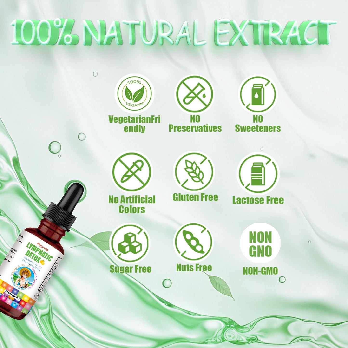 Misyvoing Liposomal Lymphatic Detox & Drainage Drops –Multivitamins A、C、D + Herbal Blend with Elderberry & Echinacea– Supports Lymphatic Drainage, Immune System & Detox - Maple Wellness Supplements