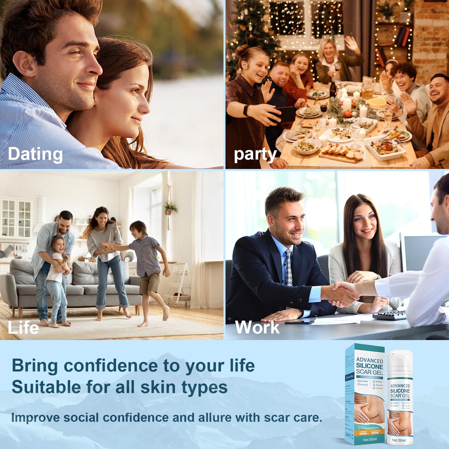 Mitgary Advanced Scar Gel, Silicone Scar Gel, Treats Old and New Scars, Reduces the Appearance of Scars from, Body, Face, Stretch Marks - Maple Wellness Supplements
