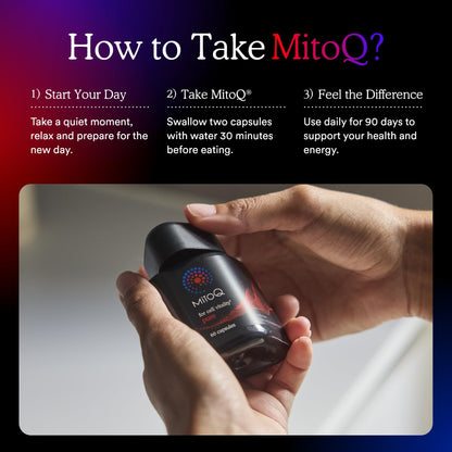 MitoQ Pure Advanced Mitochondria Supplement Superior Bioavailability to CoQ10 | Reduces Free Radical Damage for Healthy Aging, Metabolism, Heart Health, Energy, Strength & Mobility - Maple Wellness Supplements