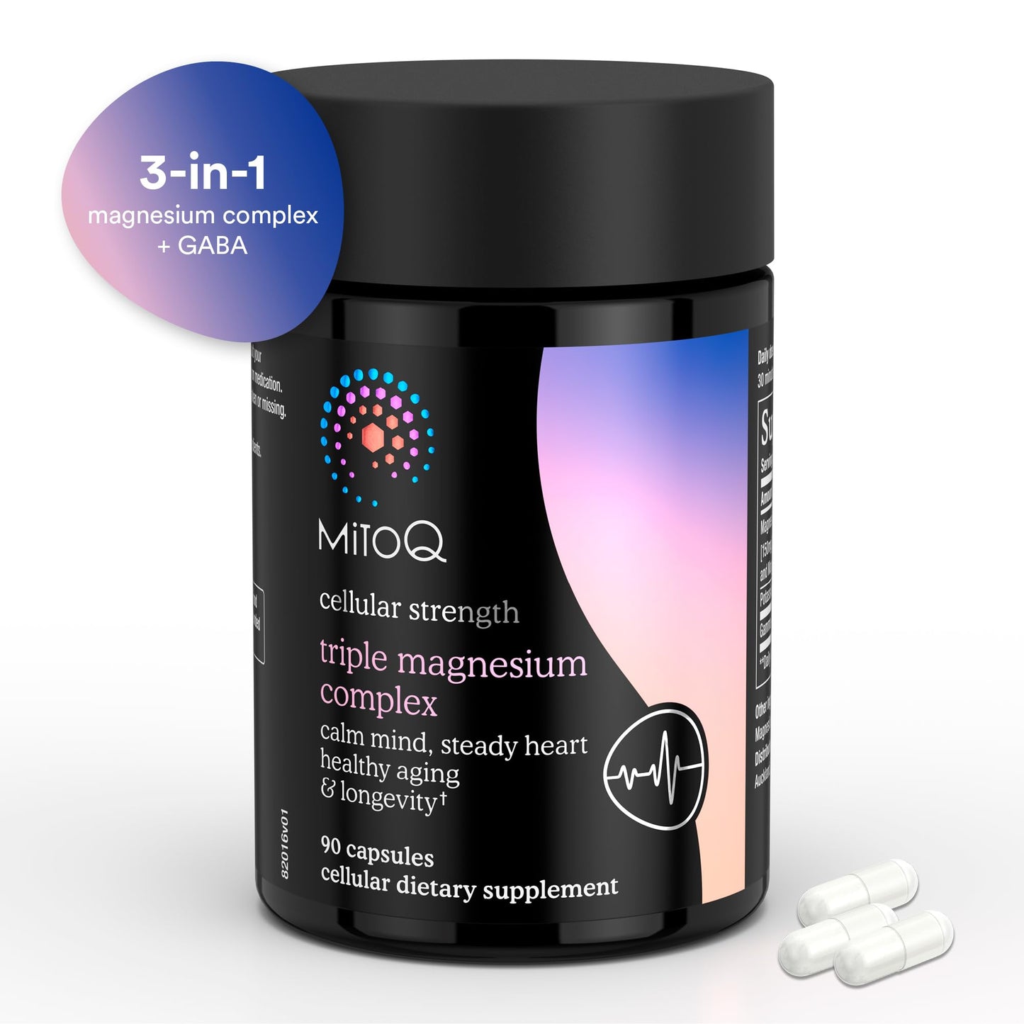 MitoQ Triple Magnesium Complex | Magnesium Glycinate, Taurinate, Oxide with GABA for Heart Health, Stress Management, & Deeper Sleep | High Absorption | 90 Capsules - Maple Wellness Supplements