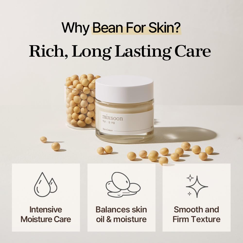mixsoon Bean Cream-Deep Moisturizer Face Cream, Hydrating and Smoothing for Face, Fermented Soybean Extract - Maple Wellness Supplements