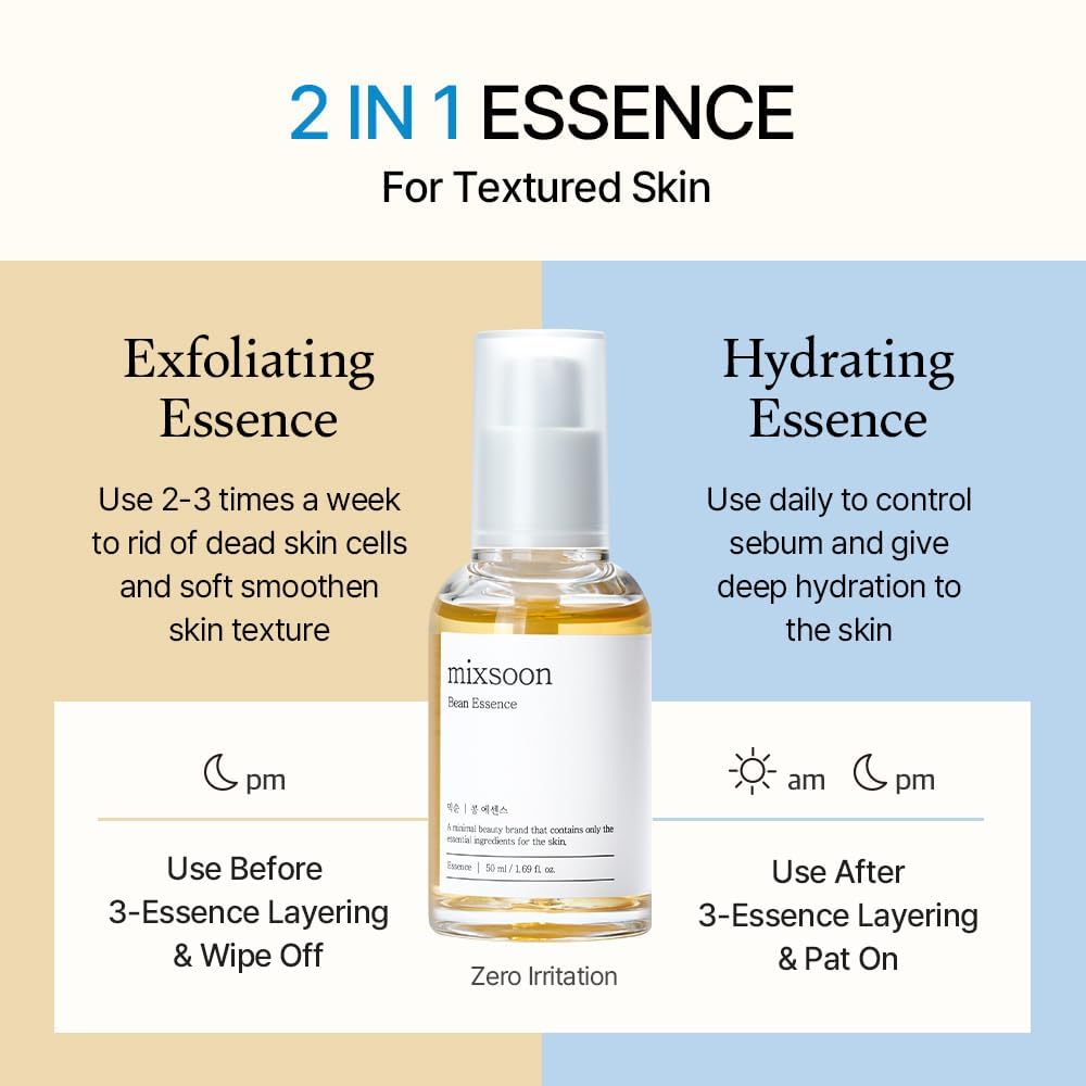 mixsoon Bean Essence Exfoliating, Snail Mucin Moisturizer for Hydrating, Fermented Bean Extract, Gentle Formula - Maple Wellness Supplements