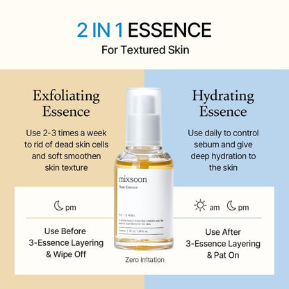 mixsoon Bean Essence Exfoliating, Snail Mucin Moisturizer for Hydrating, Fermented Bean Extract, Gentle Formula - Maple Wellness Supplements