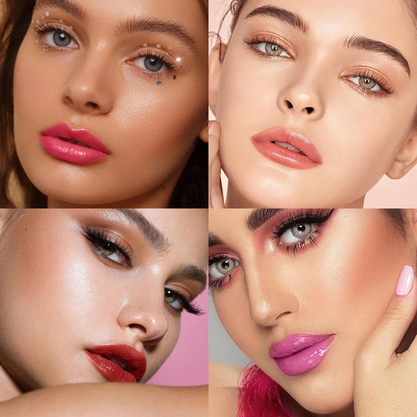 MLSMILE 3 Colors Fat Lip Oil Click Slick,Press Lipstick Set,Moisturizing Lip Balm,High Pigment Glow Lip Oil,Long-lasting,Pigmented Vegan,Lightweight and Glossy Lip Plumper with Coconut Oil-Set A - Maple Wellness Supplements