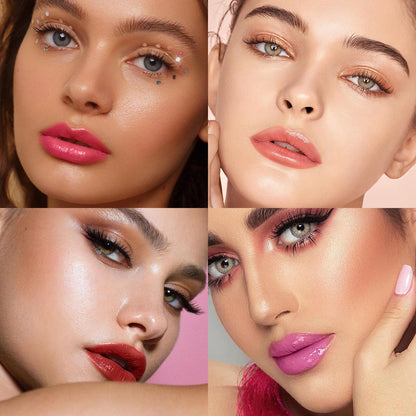 MLSMILE 3 Colors Fat Lip Oil Click Slick,Press Lipstick Set,Moisturizing Lip Balm,High Pigment Glow Lip Oil,Long-lasting,Pigmented Vegan,Lightweight and Glossy Lip Plumper with Coconut Oil-Set A - Maple Wellness Supplements