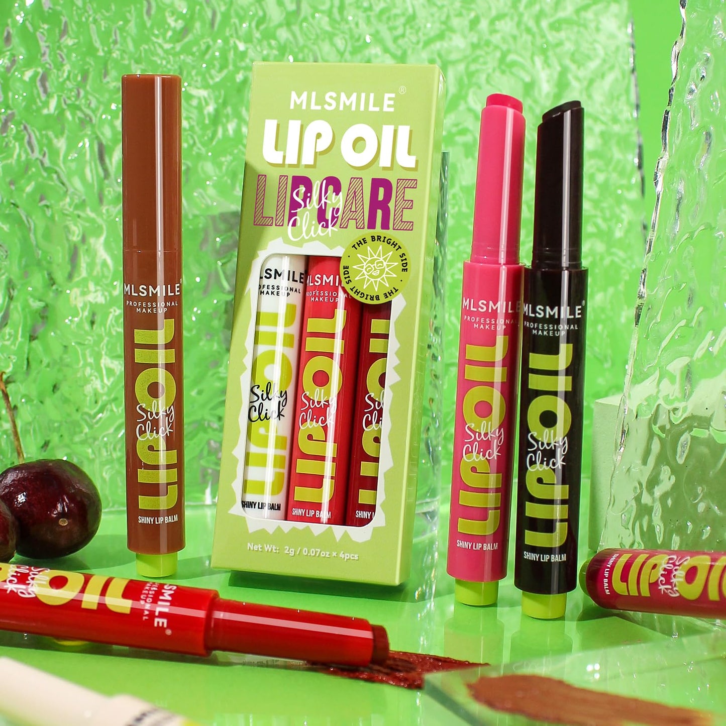 MLSMILE 3 Colors Fat Lip Oil Click Slick,Press Lipstick Set,Moisturizing Lip Balm,High Pigment Glow Lip Oil,Long-lasting,Pigmented Vegan,Lightweight and Glossy Lip Plumper with Coconut Oil-Set A - Maple Wellness Supplements