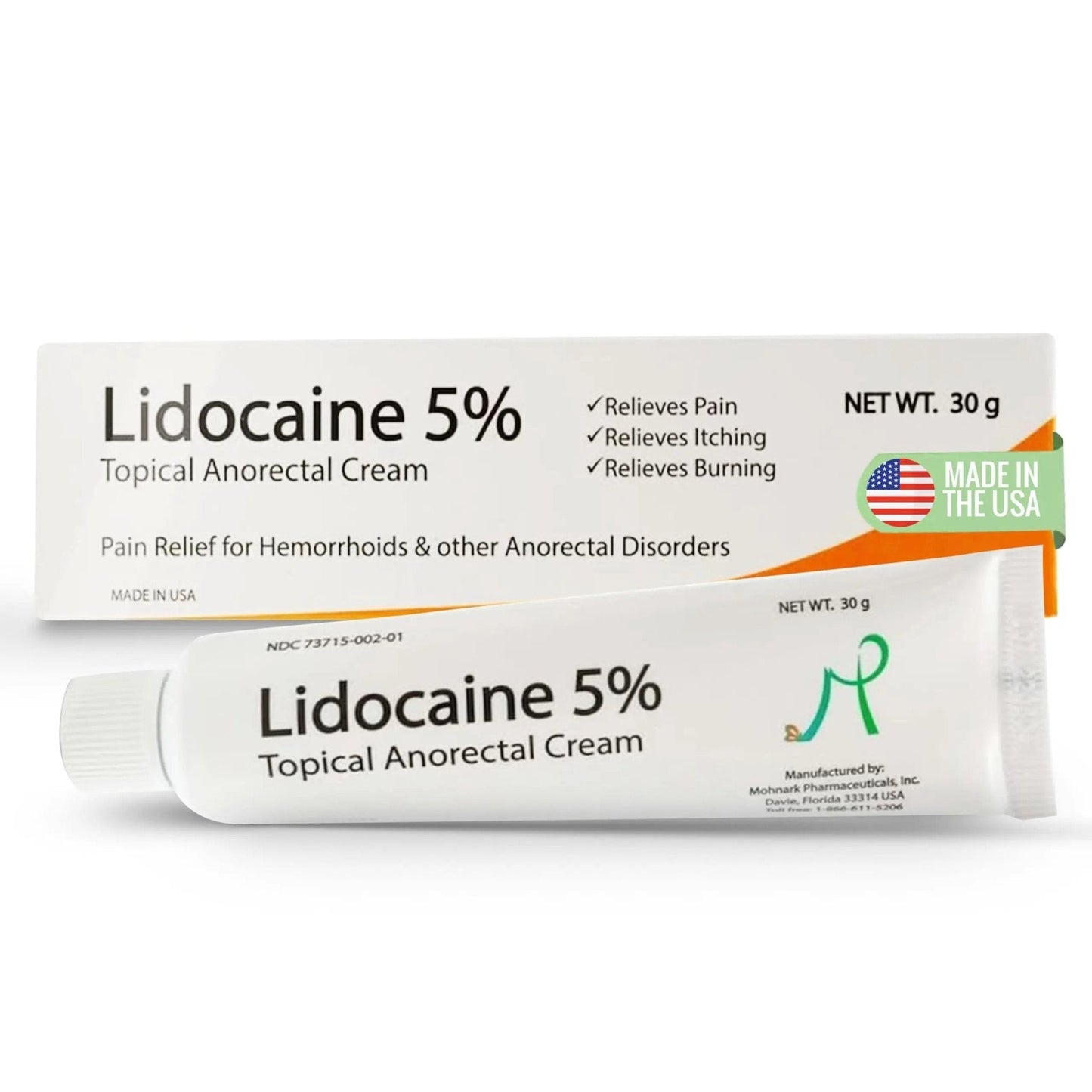 Mohnark Maximum Strength Lidocaine Hemorrhoid Treatment Cream for External and Internal Hemorrhoids Treatment Burn Itch Pain Relief Anal Cream Topical Anorectal Numbing Cream- 30 Gram Tube Made in USA - Maple Wellness Supplements
