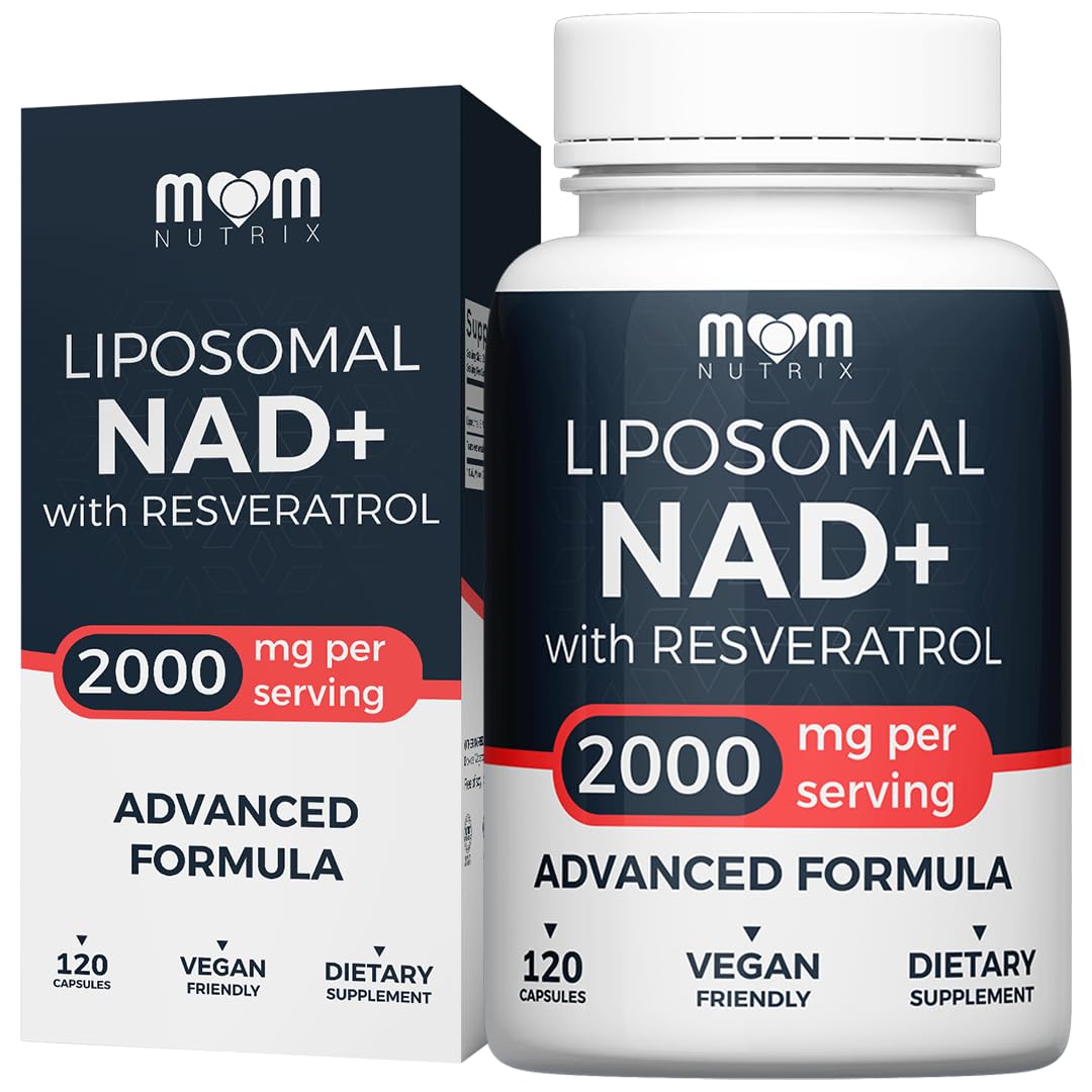 MOM NUTRIX Liposomal NAD Supplement with Resveratrol - High Purity NAD Plus 2000 mg, 120 Capsules, Made in The USA - NMN Alternative - Maple Wellness Supplements