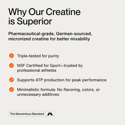 Momentous Creatine Monohydrate Powder - Creatine Powder - Supports Strength, Lean Muscle, & Recovery for Men & Women - Maple Wellness Supplements