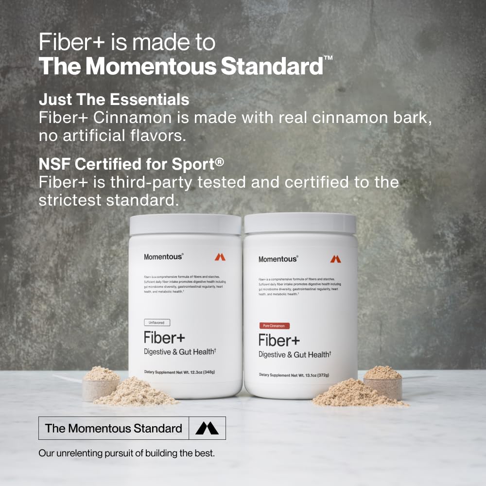 Momentous Fiber+ - Daily Multi-Source Fiber Blend to Support Nutrient Absorption, Natural Energy Production, & Recovery - NSF Certified for Sport - Non-GMO & Gluten-Free - Maple Wellness Supplements