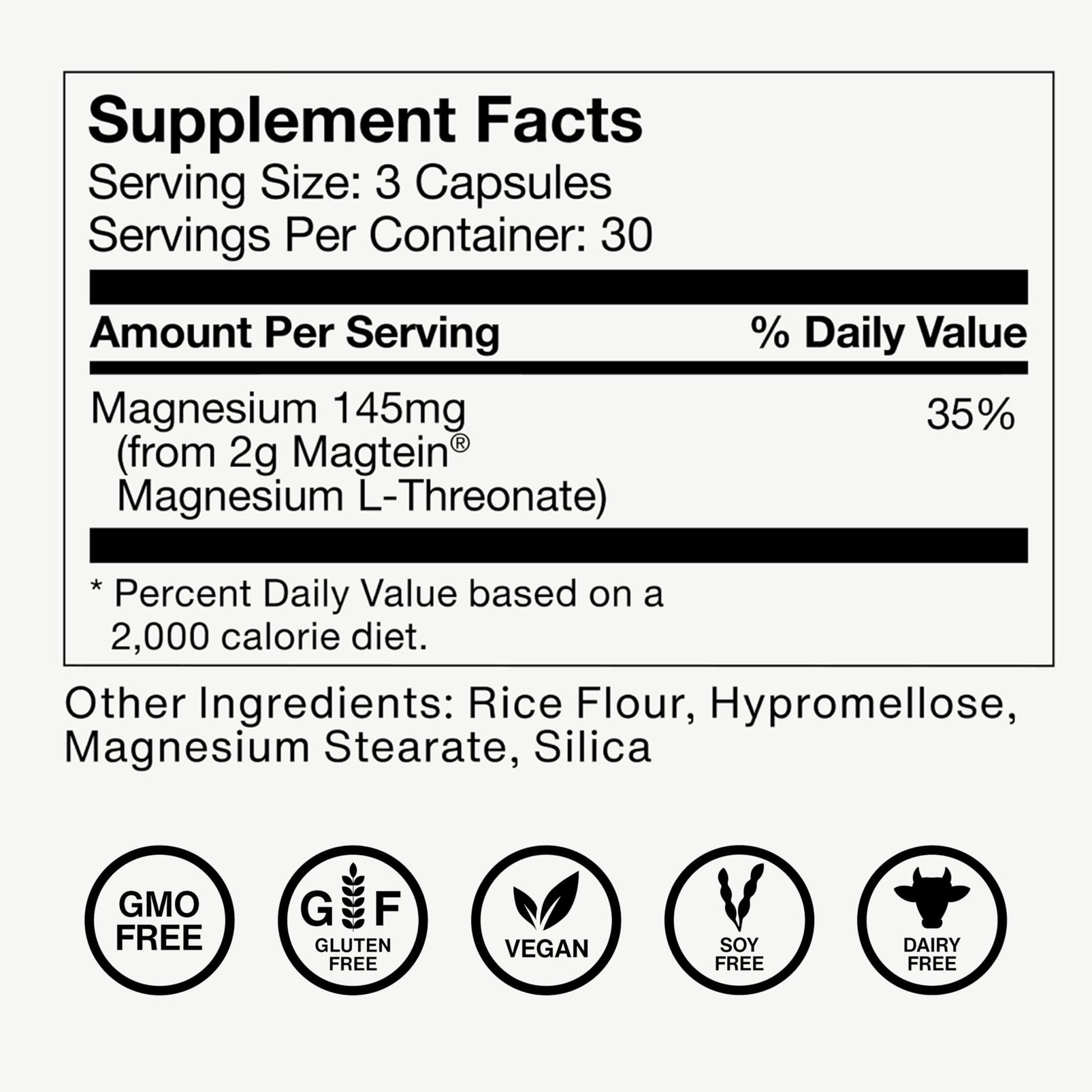Momentous Magtein Magnesium L-Threonate - Brain & Rest Support Supplement - Boosts Cognitive Function & Sleep Quality - Maple Wellness Supplements