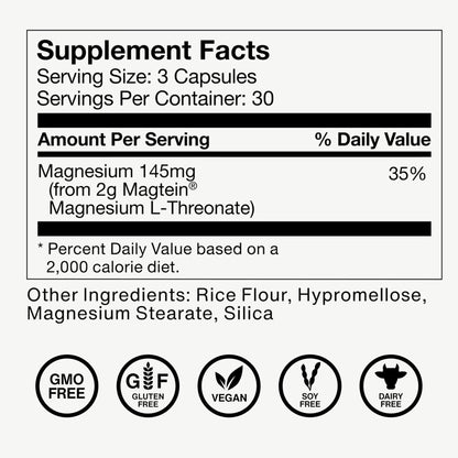 Momentous Magtein Magnesium L-Threonate - Brain & Rest Support Supplement - Boosts Cognitive Function & Sleep Quality - Maple Wellness Supplements