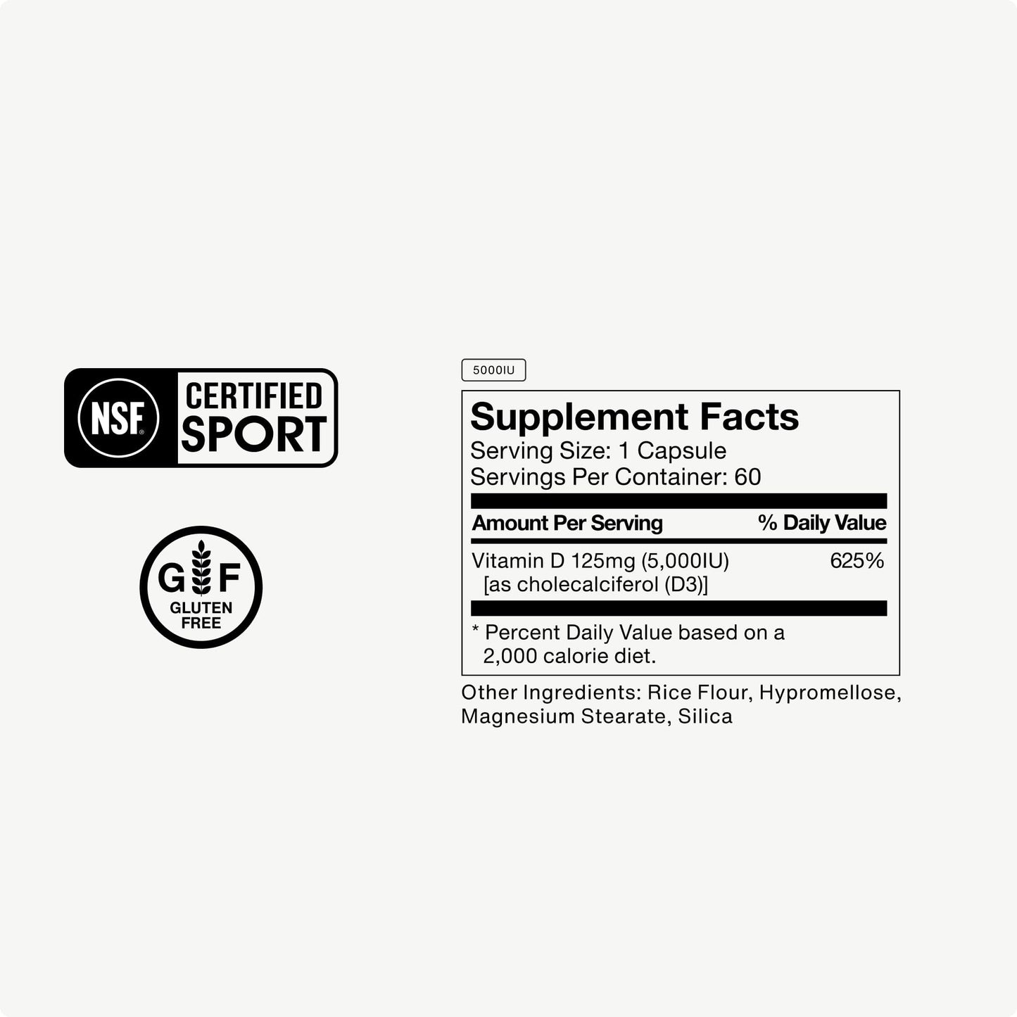 Momentous Vitamin D3 Supplement - 5,000 IU Capsules for Foundational Health Support - NSF Certified for Sport - Gluten Free - 60 Servings - Maple Wellness Supplements