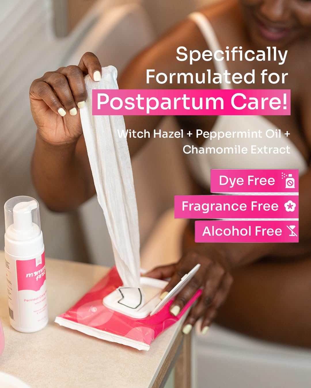Mommy First® Alcohol-Free Witch Hazel Postpartum Healing Foam & Perineal Cooling Liners Bundle – Probiotic-Infused Relief for Perineal Pain, Itch & Burn After Birth – 24 Liners + 5oz Foam - Maple Wellness Supplements